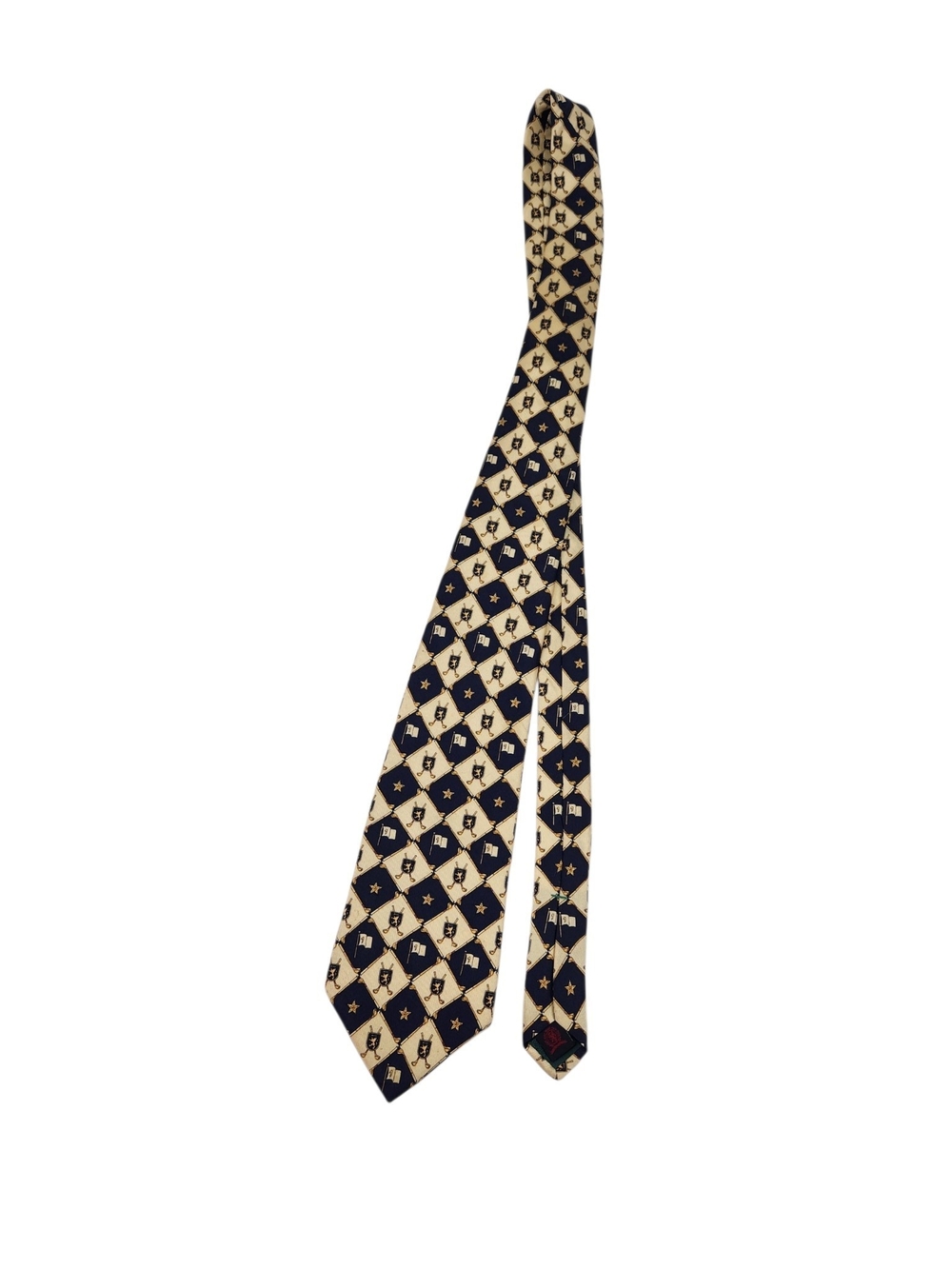 Vintage Tommy Hilfiger Golf Tie 100% Silk Made in USA Navy Cream Preppy 3.5" - Picture 5 of 11
